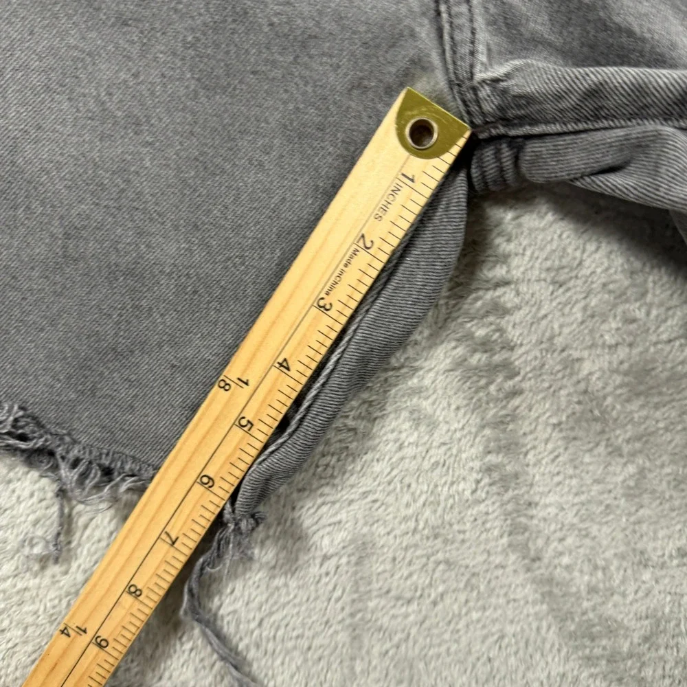 Levis Premium 501 93' Denim Shorts Mens 36 Grey Cut Off Raw Hem Button Fly